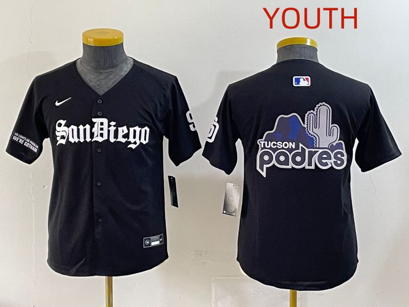 Youth 2025 San Diego Padres Blank Black Five generations Joint Name Nike MLB Jersey style 13->youth mlb jersey->Youth Jersey
